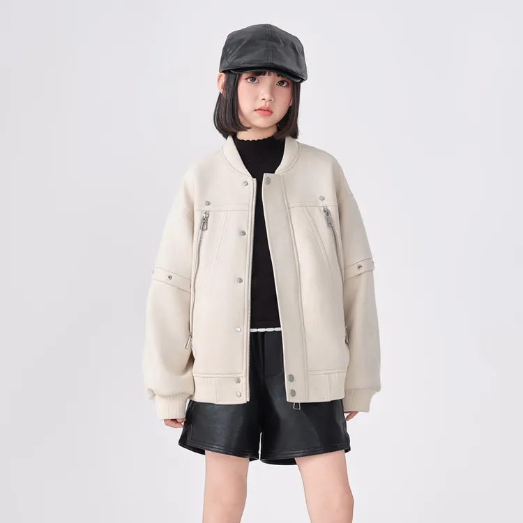 2241【现货】女童重工麂皮绒夹克外套棒球服儿童秋装洋气时髦上衣