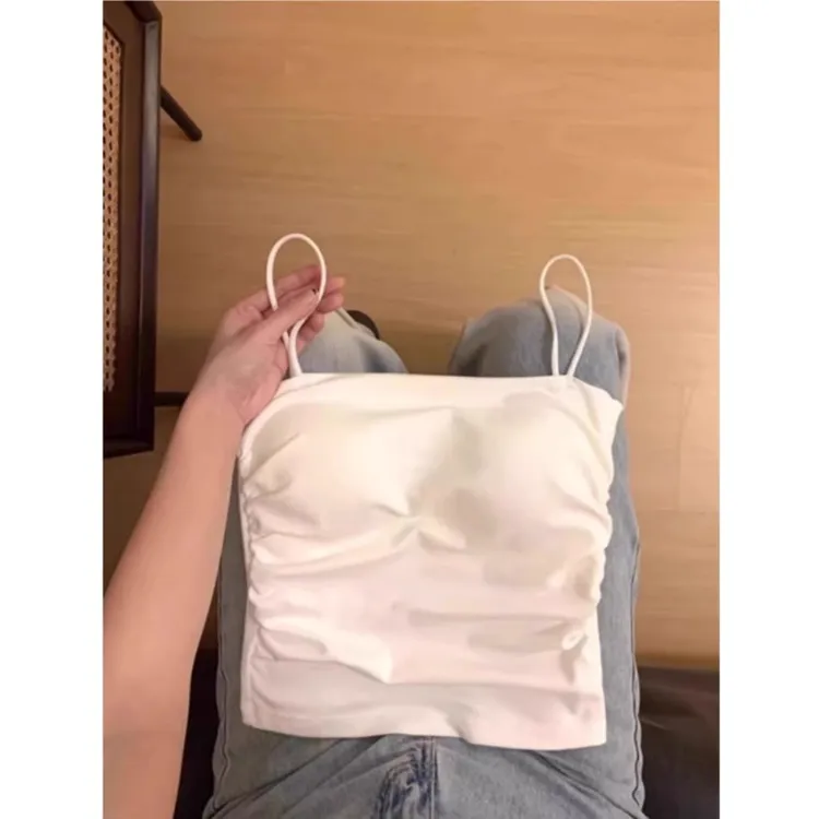 美背白色纯欲风带胸垫小吊带背心女夏季内搭外穿独特精致绝美上衣