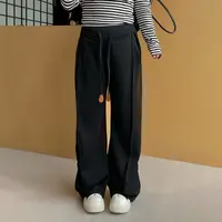 王葡萄【伦敦午时】休闲舒适感腰绳阔腿百搭款遮肉垂感长裤DM2152