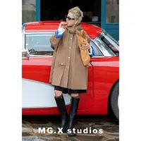 【撞色绗缝】MGX菱格纹连帽风衣撞色格纹中长款外套M54A5217W6AK