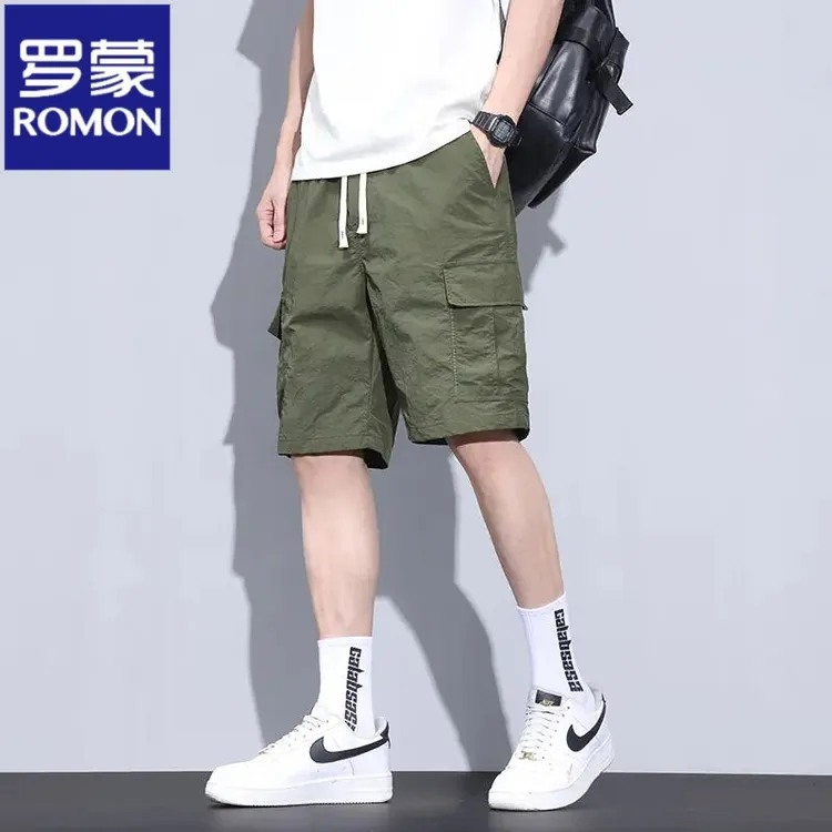 Romon罗蒙男士短裤夏季五分裤休闲工装中裤男生潮流百搭宽松速干
