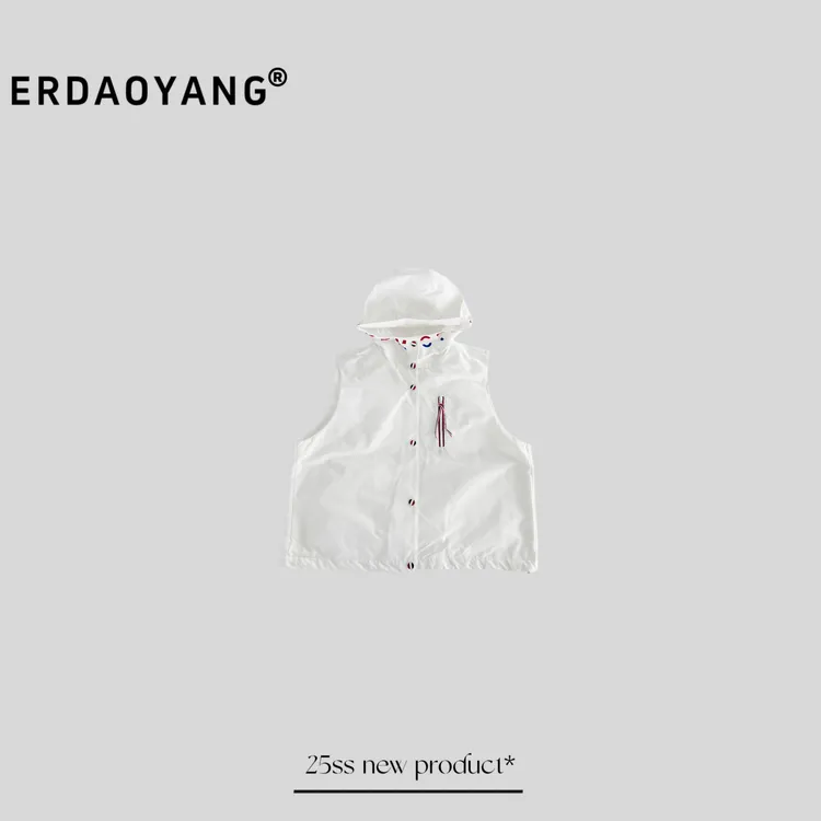 ERDAOYANG "环太平洋" 夏季新款连帽拼色字母马甲MJD005
