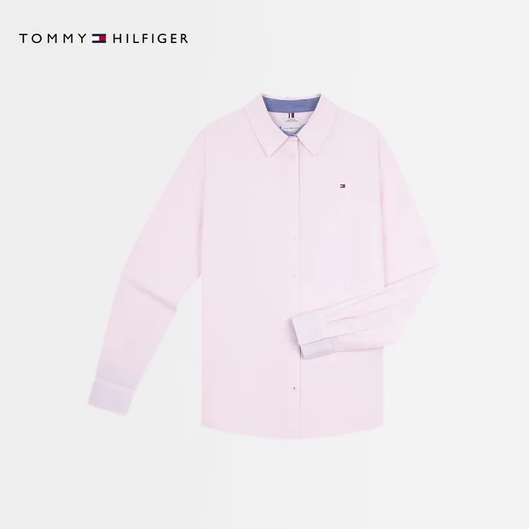 Tommy秋冬女牛津纺商务休闲易打理纯色条纹长袖衬衫J4826