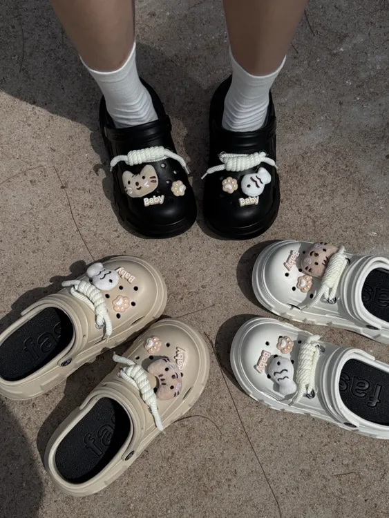 包头松糕跟纯色沙滩松糕底包头拖凉拖少女厚底夏季萤火虫23