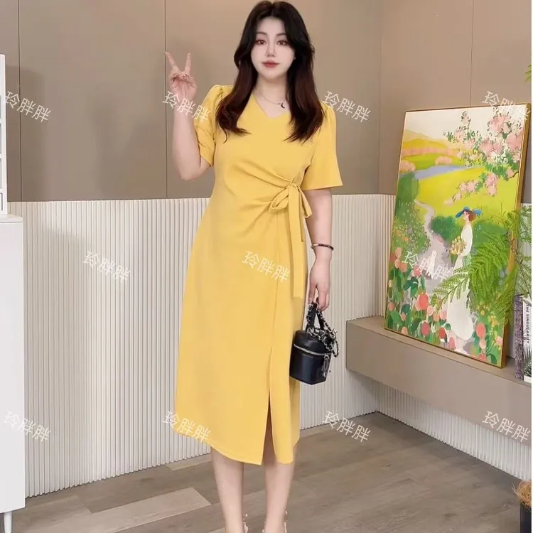 {玲胖胖 蝴蝶千颂}宽松时尚百搭显瘦大码连衣裙LPP61565