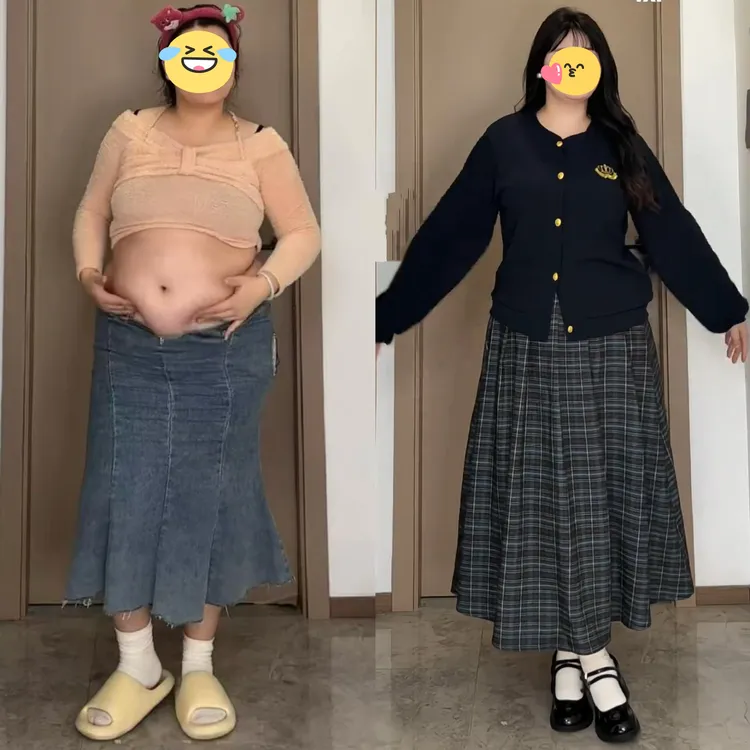 大码学院风针织上衣格子半裙两件套女胖mm减龄显瘦早秋穿搭一整套
