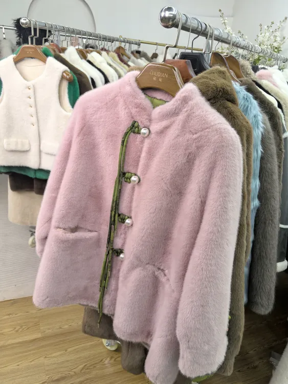 人造皮草 立领毛毛皮草外套冬季加厚保暖宽松遮肉气质百搭新款女