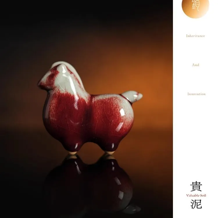 范哲萨贵泥-钧红窑变！小唐马！非遗钧瓷十二生肖创意文创摆件送