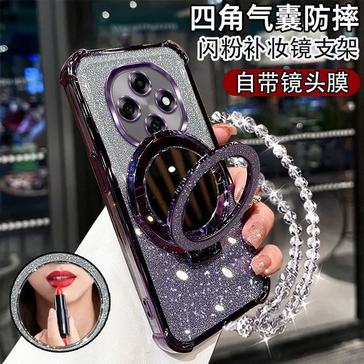 OPPOA6Pro手机壳PLN110高质量气囊防摔轻奢闪粉化妆镜支架镜头全