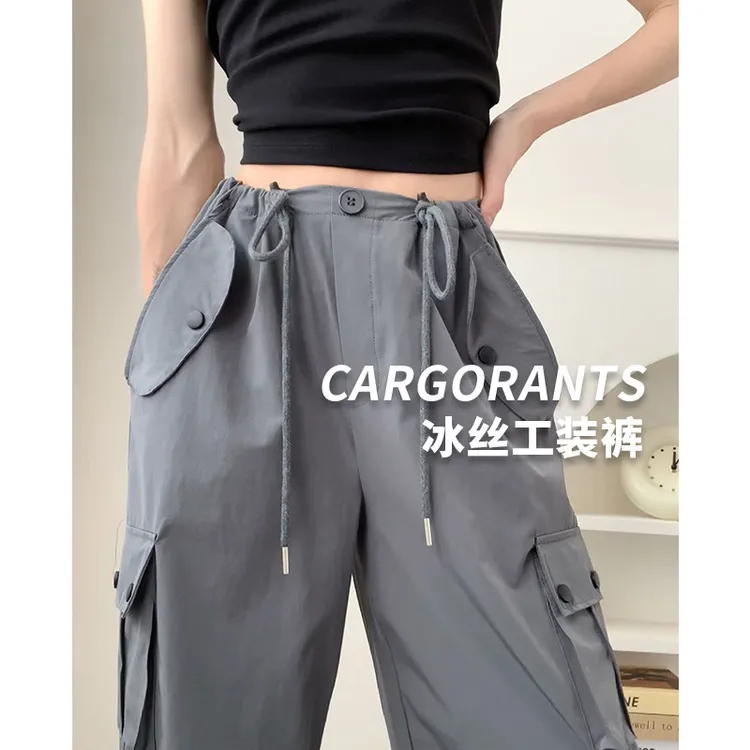 美式工装裤女秋季2025新款高腰休闲显瘦高级直筒卫裤小个子运动裤