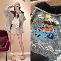 【mimius】U 高奢复古老钱感帆船刺绣毛衣开衫 WG09072