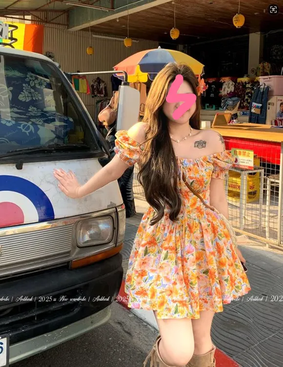 大码女装2025夏季新款微胖海边法式小众设计度假风碎花连衣裙