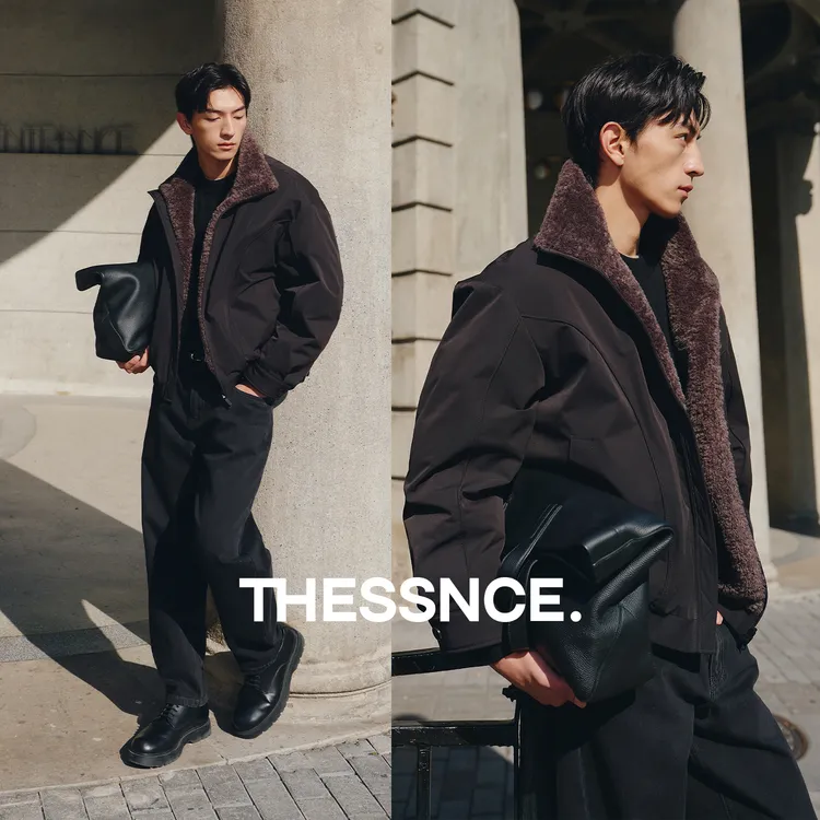 造型利器!（柳桥羽绒95）毛领拼接分割廓形感机车羽绒夹克男士冬