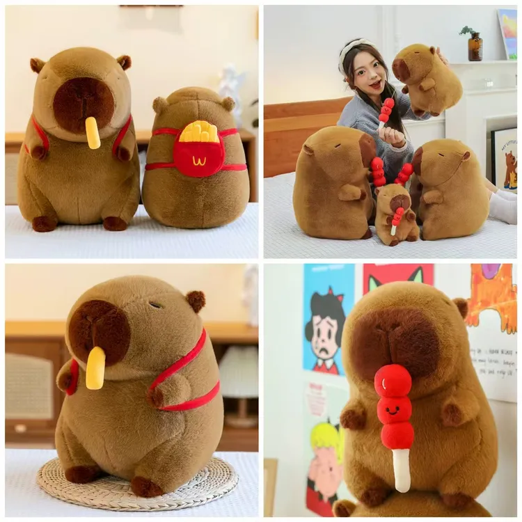 可爱薯条背包卡皮巴拉玩偶糖葫芦水豚公仔毛绒玩具生日礼物送女生