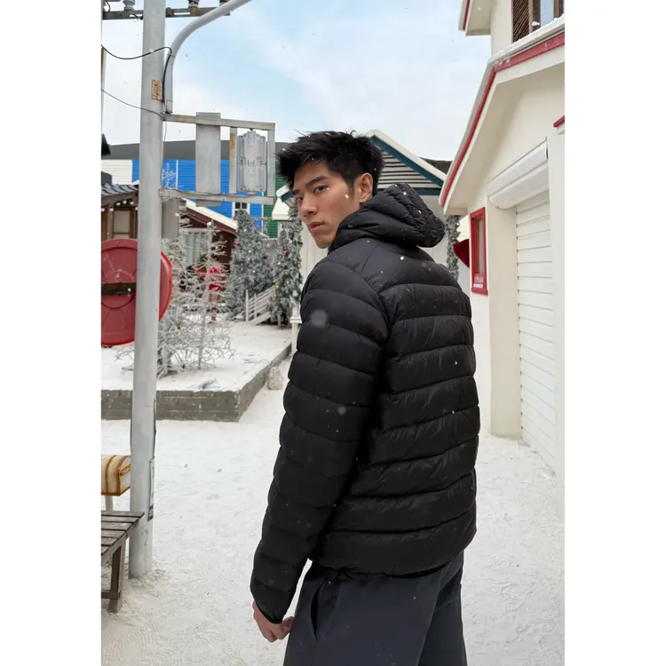 【西博】黑色90白鸭绒轻薄排骨羽绒服男士冬季三防户外保暖羽绒外套