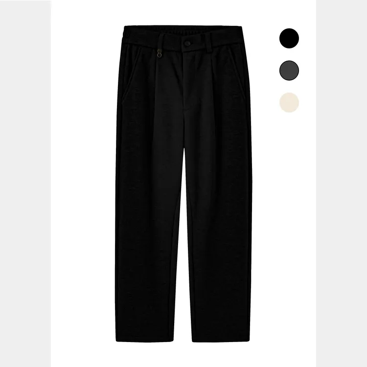 AH冬季高定【绵羊毛毛呢】加厚雾感保暖老钱风直筒褶皱西裤秋冬男款