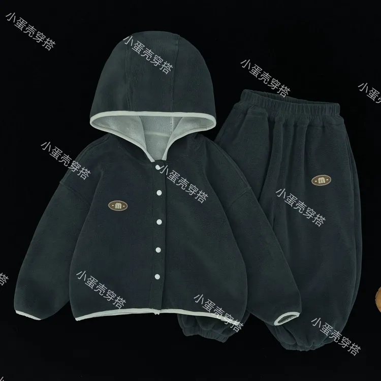 【小蛋壳】【现货】儿童秋冬新款韩版时尚两件套男童女童宽松连帽套装