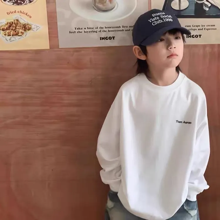 儿童纯棉长袖t恤中大童韩版打底衫儿童简约男女童百搭春秋上衣