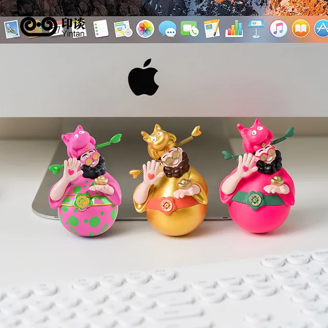 印谈四喜财神爷不倒翁摆件办公室桌面工位情绪稳定神器装饰品礼物