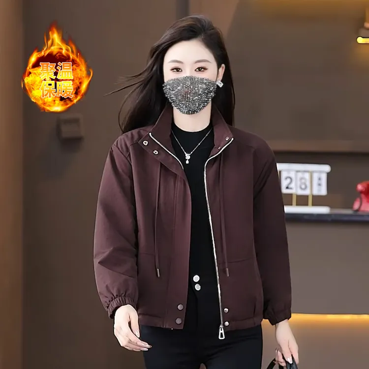2025年冬季新款时尚百搭加绒加厚保暖棉衣女短款小个子棉服外套