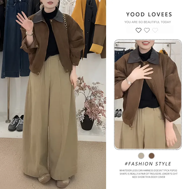 短外套女2025秋冬新款韩版简约复古显瘦百搭休闲翻领夹克上衣