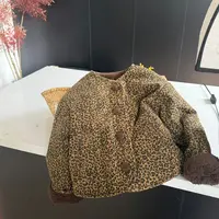 leomama女童豹纹双面加厚冬装棉服2025儿童洋气百搭棉袄时尚外套