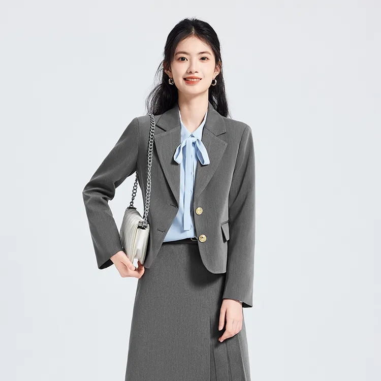 正装女套装高级感大学生面试西装裙轻职场职业小个子穿搭西服外套