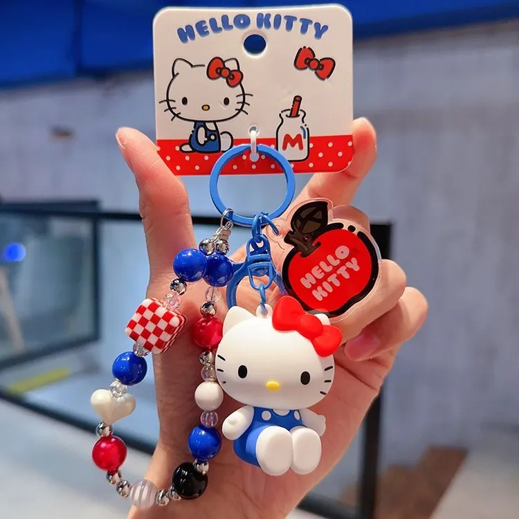 2025新款卡通精致正版HelloKitty凯蒂猫串珠钥匙扣女包可爱小挂件