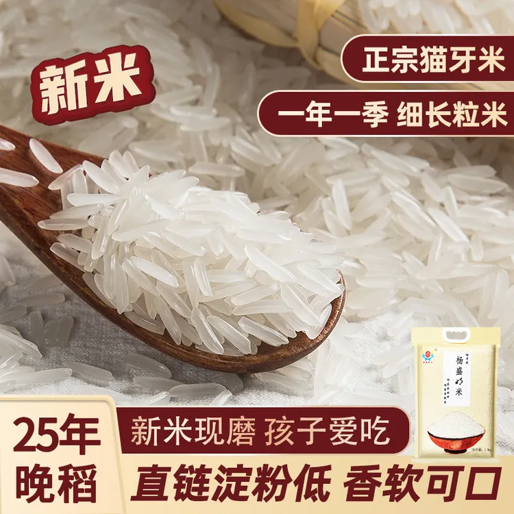 正宗猫牙米25年新米长粒香米真空包装锁鲜大米优质产地现磨米好吃