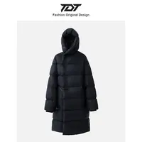 「TDT」霍尔多巴吉鹅绒服女过膝中长款设计感加厚保暖连帽羽绒服