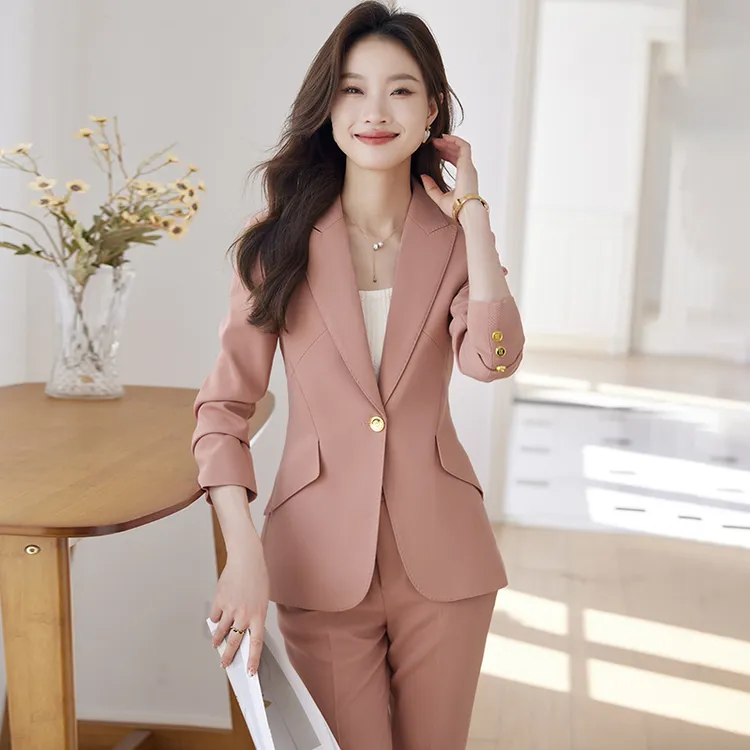 粉色西装套装女2025新款职业气质高端时尚正装女士正装套装职场女
