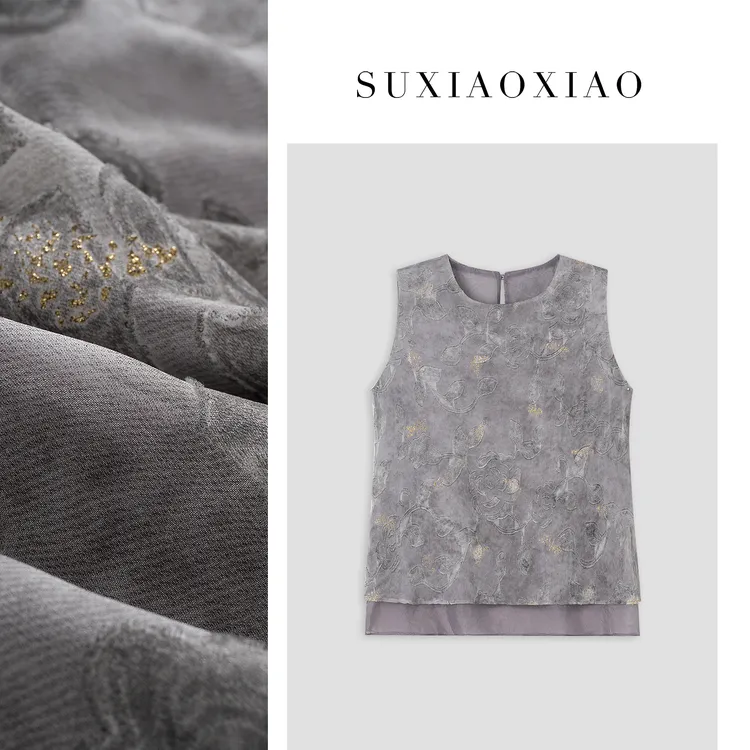 【京元】夏季新款复古印花新中式国风圆领无袖小衫25CJ1228