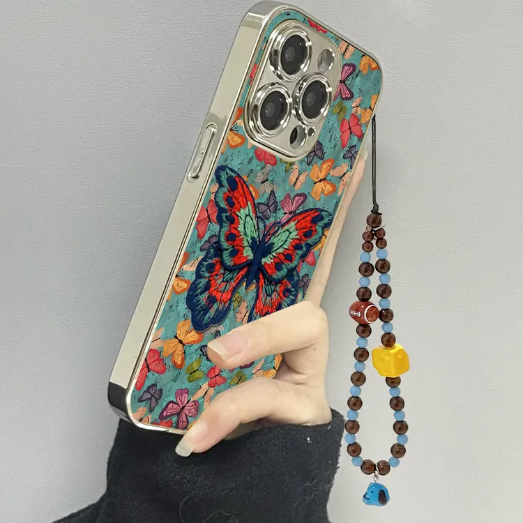 红绿蝴蝶适用苹果16ProMax手机壳iPhone华为OPPO小米vivo贴皮套