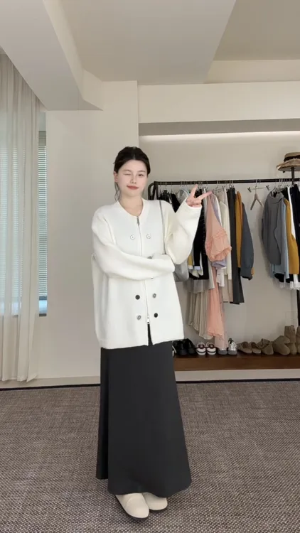 【妮妮专属】大码秋冬小香风气质小众设计感毛衣软糯针织衫开衫8065