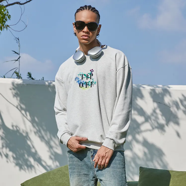 Tip-Off美式复古刺绣高街篮球运动休闲宽松简约百搭重磅圆领卫衣