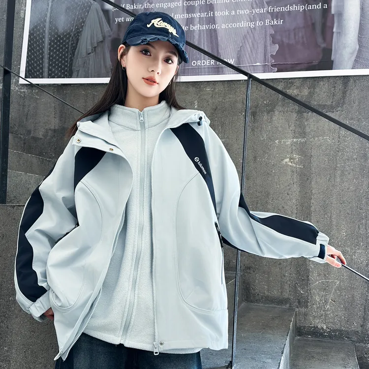 女大童冬季夹棉冲锋衣2025新款女孩秋冬女童洋气三合一可拆卸外套