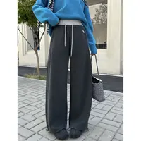 hd【长裤系列】运动不止 高腰撞色休闲两穿卫裤 加绒加厚运动休闲裤