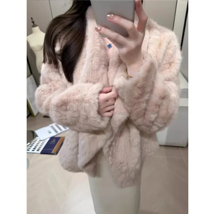 柔雾奶兔千金感软软温柔冬季环保毛毛矜贵翻领保暖加厚毛绒外套女