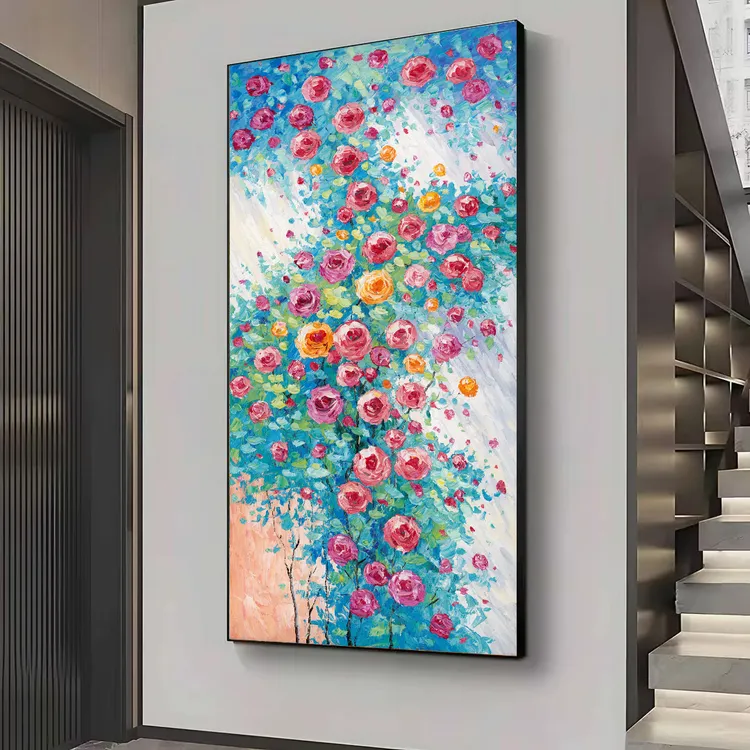 盛世蔷薇客厅高级玄关挂画2025最新款高级感玄关装饰画挂画油画