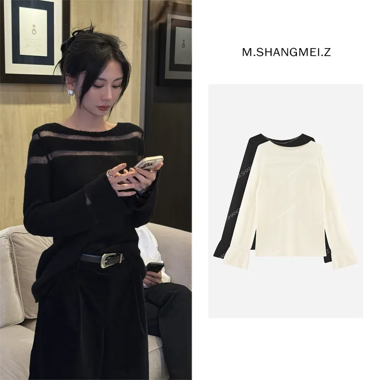 M.SHANGMEI.Z/沐熙【财阀千金】美大哥设计感百搭个性毛衣X082966