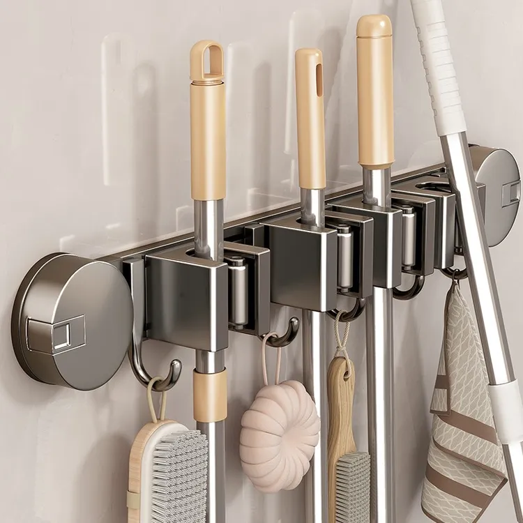优勤吸盘拖把壁挂夹卫生间墙上收纳神器钩浴室置物架拖把架免打孔