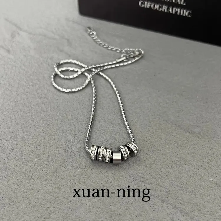 合金项链 圆环转运珠吊坠项链男款小众高级感锁骨百搭情侣配饰ins