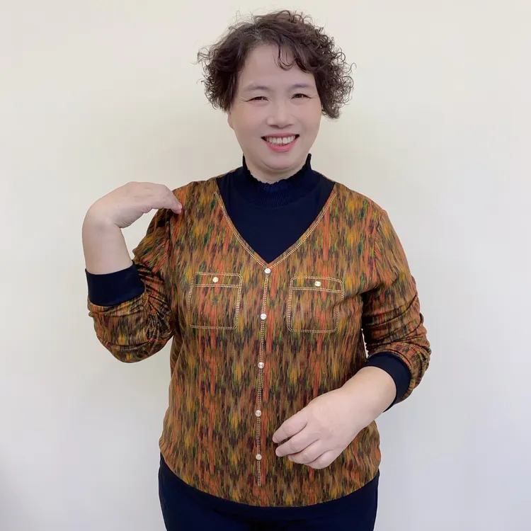 秋季中老年洋气妈妈装半高领长袖时尚风气质中老年打底上衣267