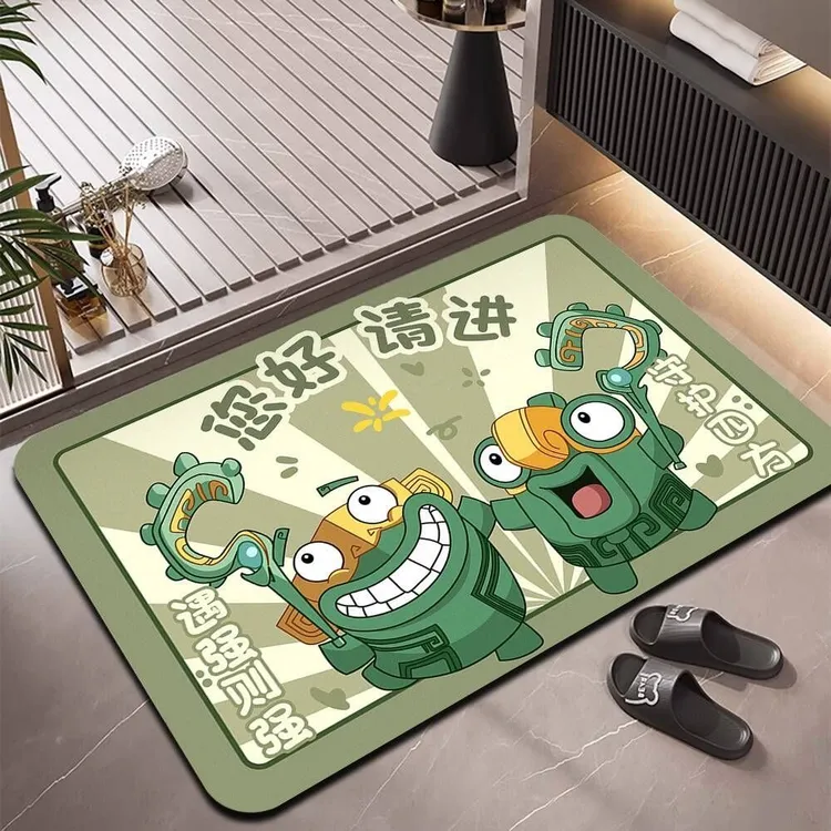 结界兽浴室防滑软硅藻泥速干地垫卫生间地垫入户门搞笑吸水脚垫子