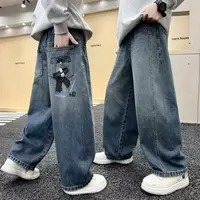 酷酷男孩~2025新款男童休闲卡通字母印花老爹牛仔裤10910