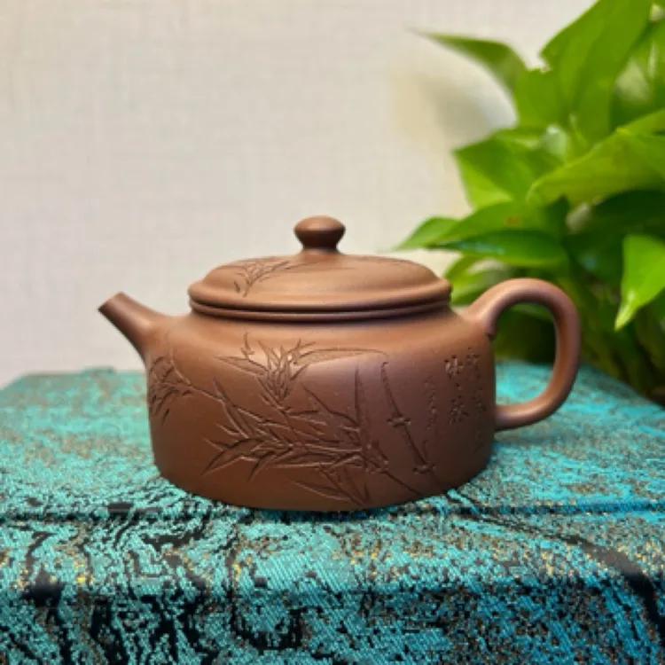 宜兴紫砂精刻矮德钟纯手工