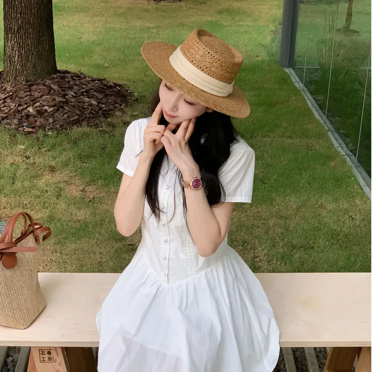 OUDOCKEE 鸥鸥【100棉】白精灵 白色连衣裙气质蕾丝 L2502X368T