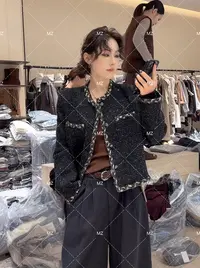 【格子家】小香风轻奢气质细闪设计感短外套B398