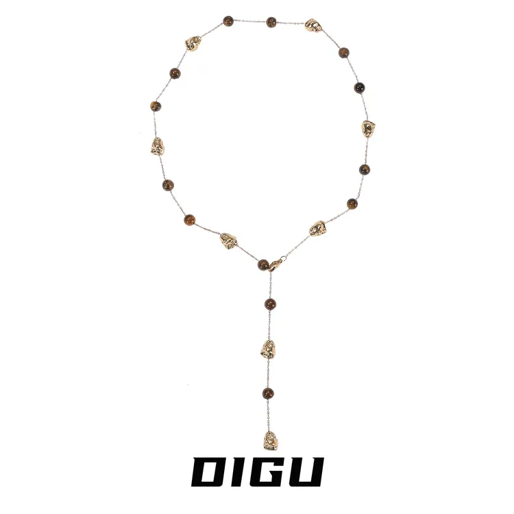 嘀咕家 铜合金仿水晶项链 秋冬仿虎眼石满天星项链锁骨链毛衣链