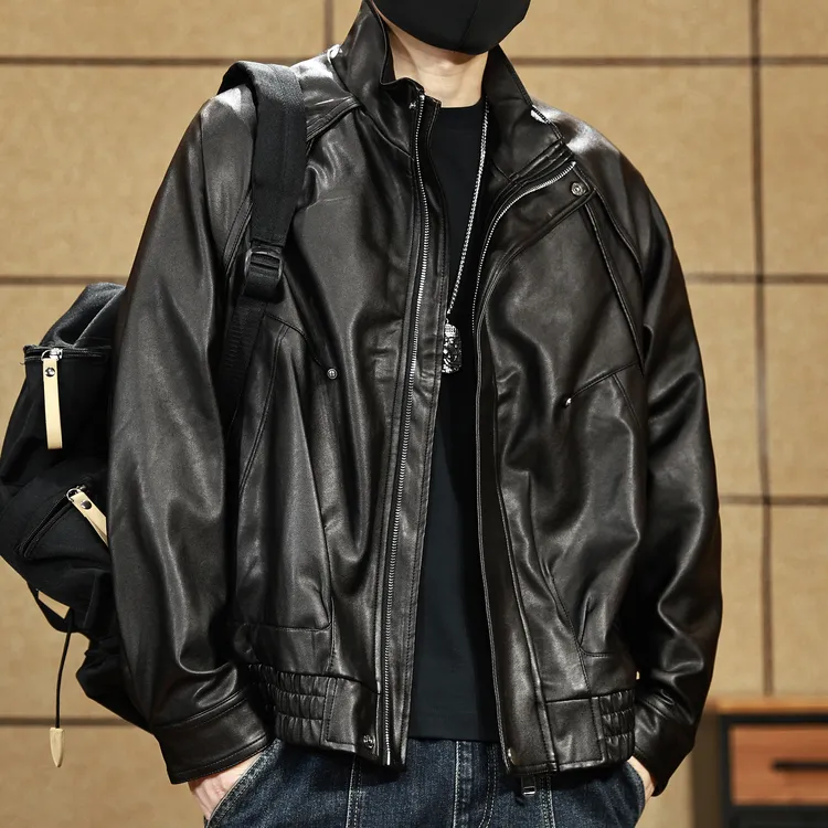 皮衣男美拉德复古机车风PU皮夹克男士2025春季秋新款飞行员外套男